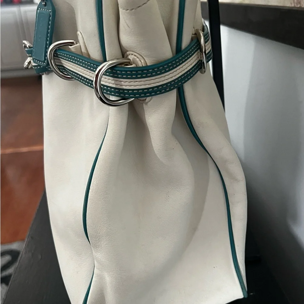 Vintage Y2K 2003 Coach Teal/Yellow/White Hampton Carryall 9286
